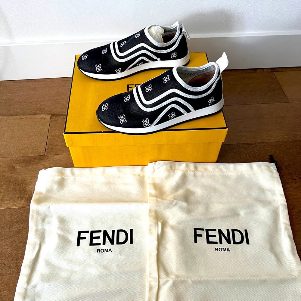 Brand New Fendi Trainers cloth with rubber sole with tag and box Size EU 36